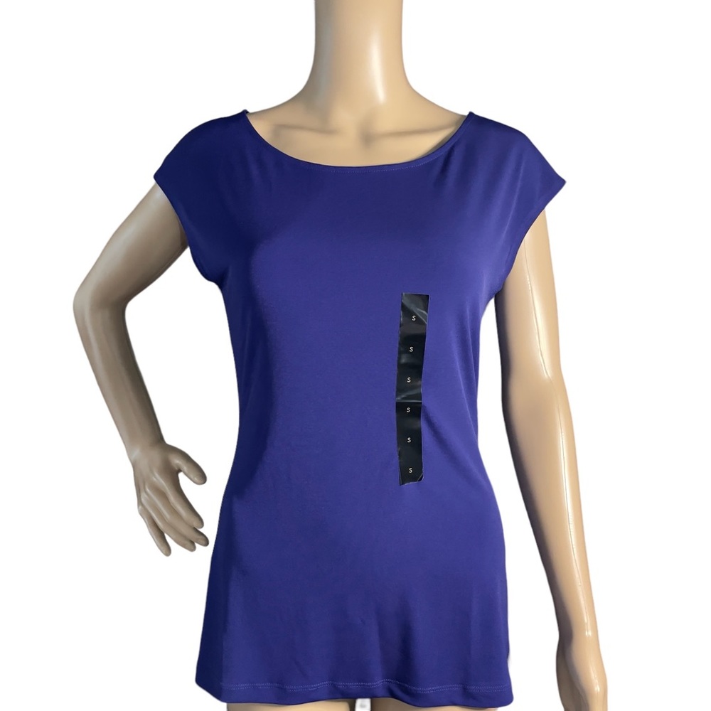 Banana Republic Dressy Purple Scoop Neck Short Sleeve T-Shirt Small